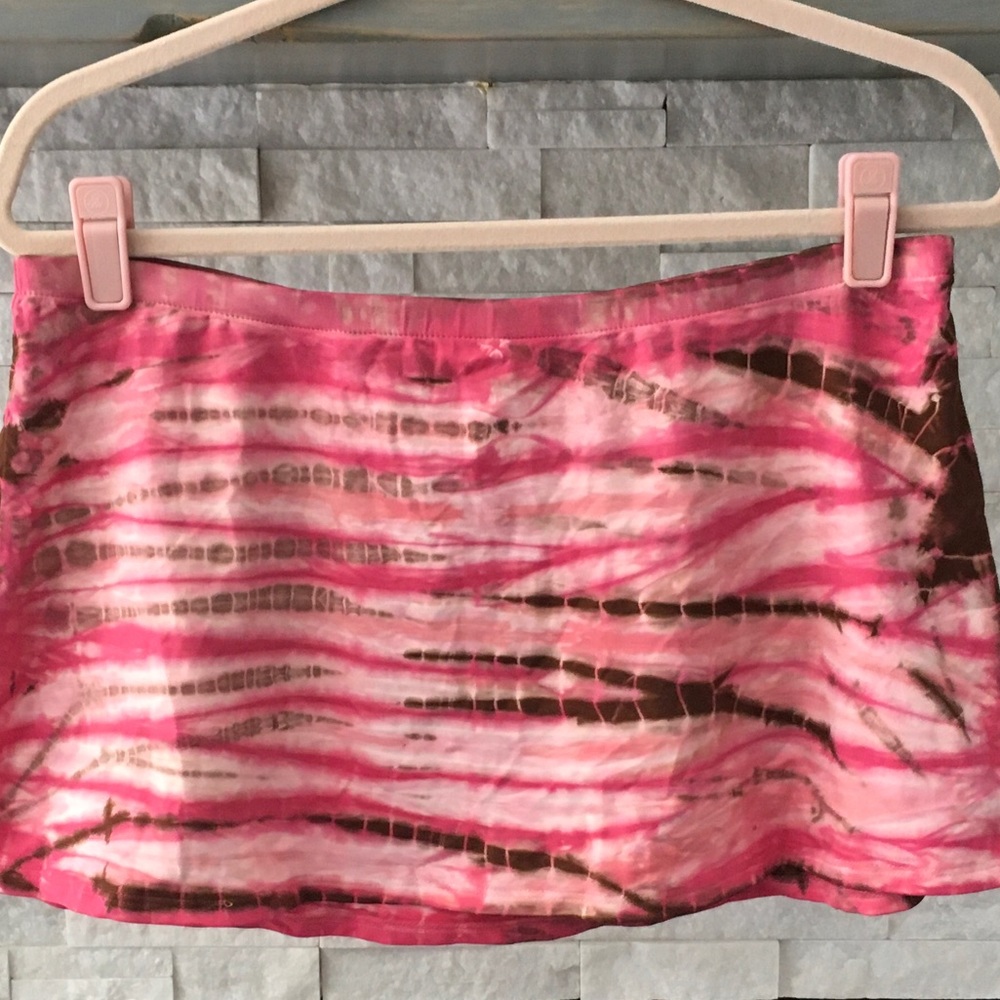 PINK AND BROWN TIE DYED SKIRT SIZE M - L